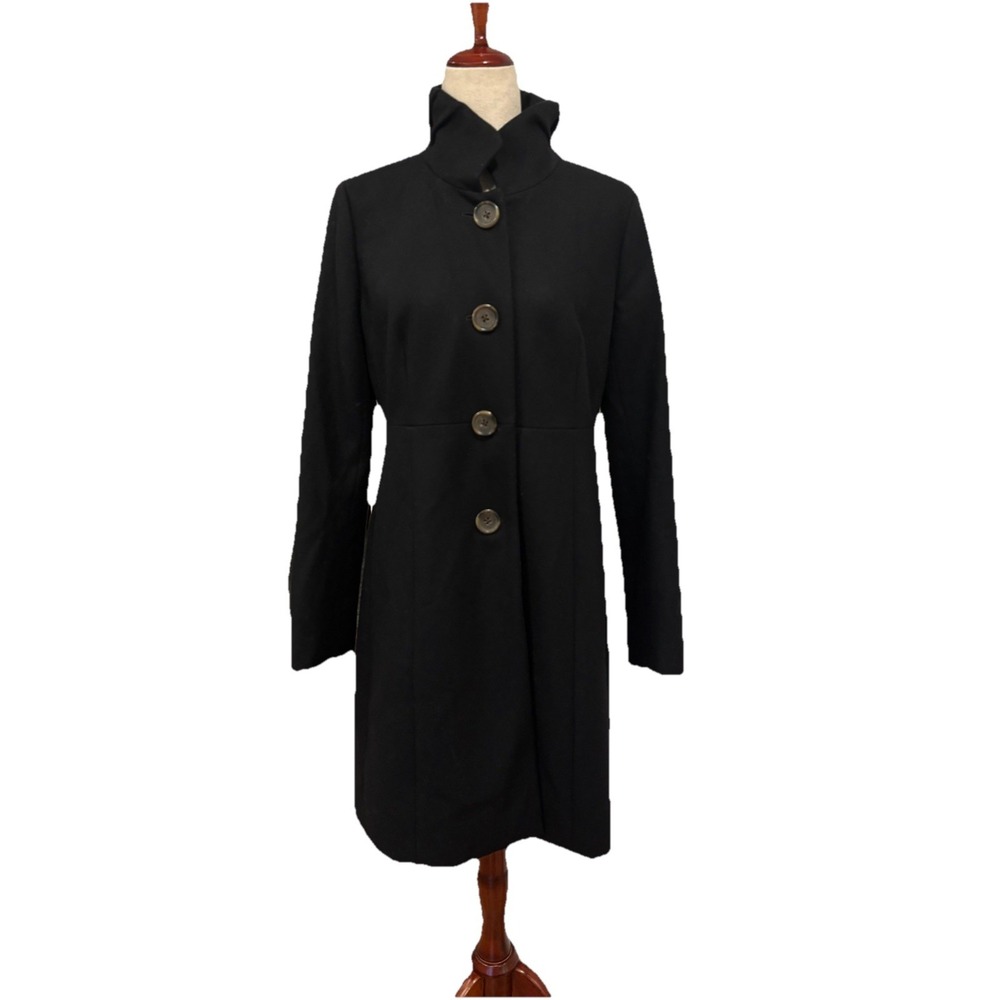 J Crew‎ Uptown Dress Coat 8 Black Wool Blend